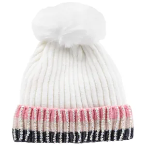 Knitted children's hat for girls bode 6395 white